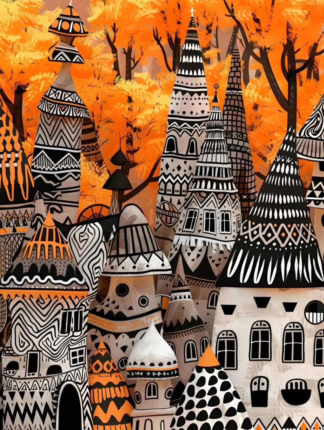 Rqwybcaxn Bead Embroidery Kits Fantasy Town 40x50cm