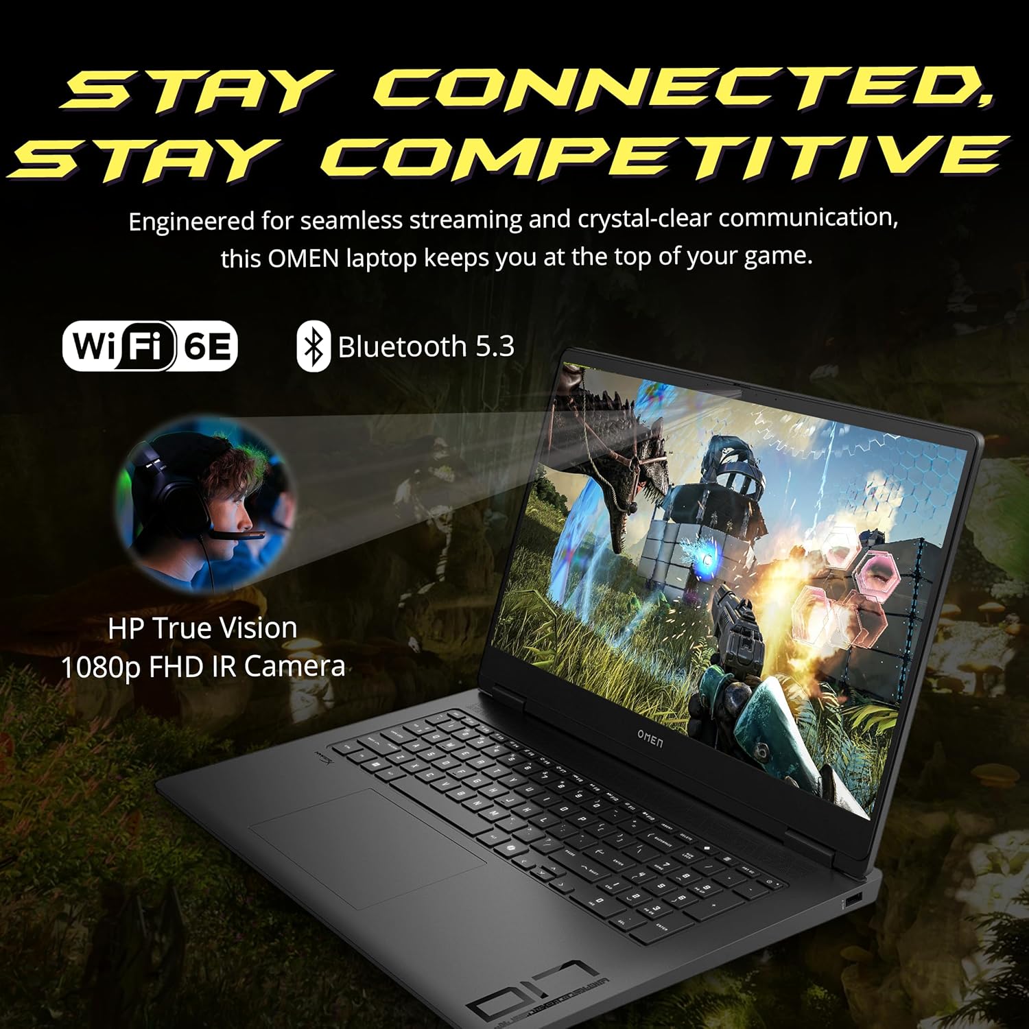 HP Omen 17.3" QHD Gaming Laptop, AMD Ryzen AI 7 350, 32GB DDR5, 2TB Storage(1TB SSD+1TB Docking Station Set), NVIDIA GeForce RTX 5070 8 GB GDDR7, RGB Backlit Keyboard, Win11 pro, Black