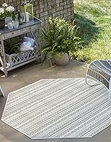 Vista 31 de Unique Loom Outdoor Striped Collection Alfombra de área - Maia (2' 2" x 3' 1" Rectángulo, Beige/Marfil)