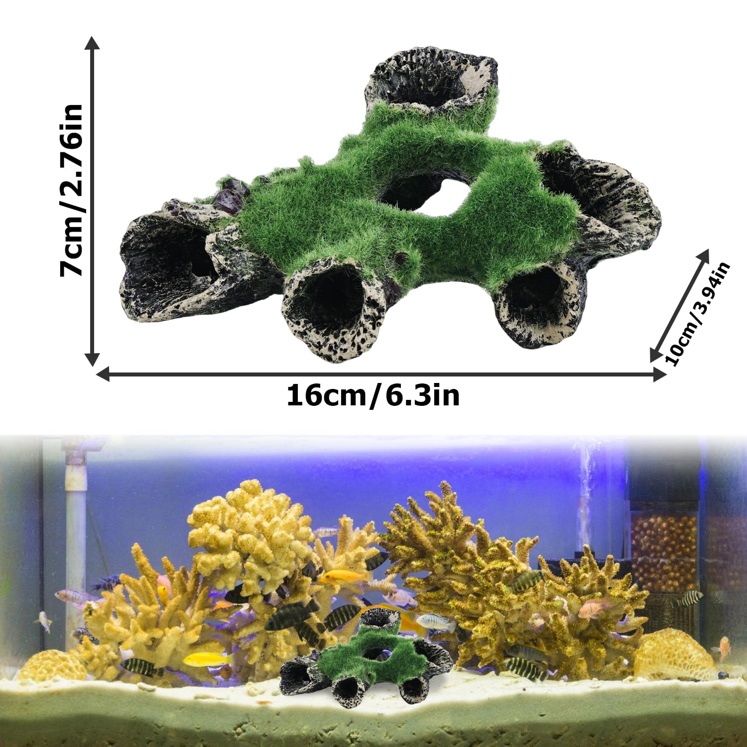 Grotta Per Acquario In Resina - Decorazione Naturale Per Pesci E Gamberetti - Foto 7