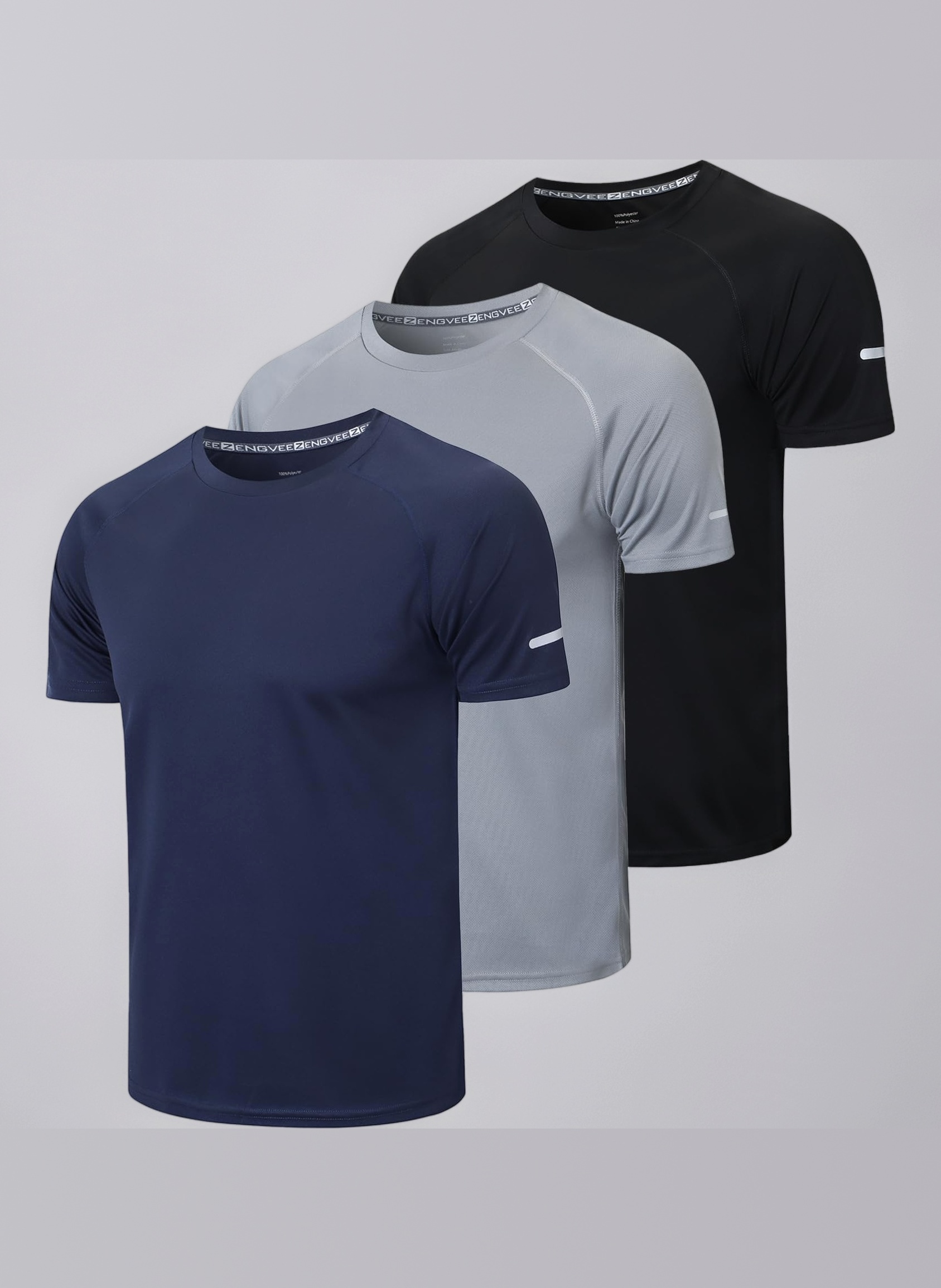 1/3 Pack Mens T-Shirts Quick Dry Short Sleeve Tops Moisture Wicking Active Athletic Running Work Shirts