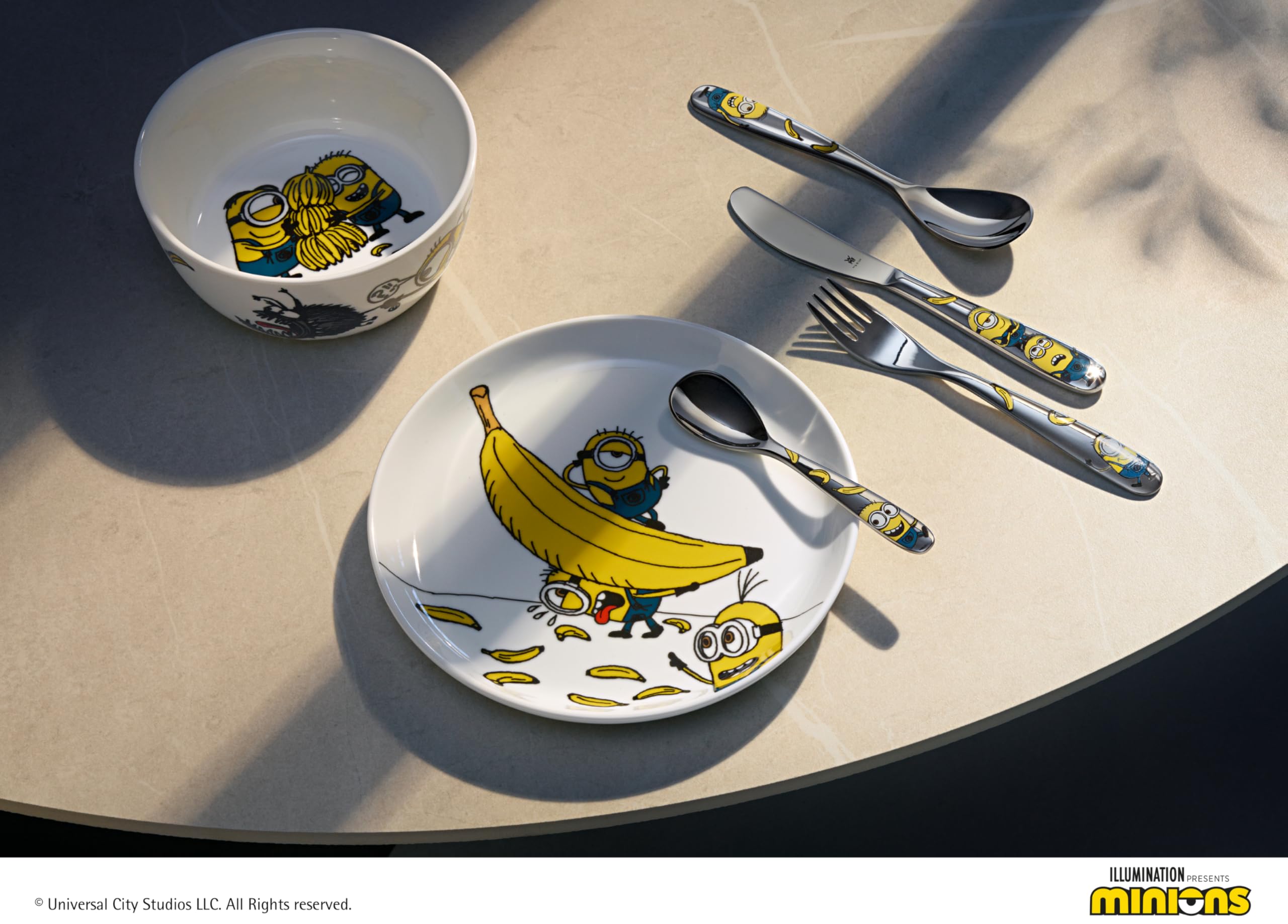 Posate per bambini WMF Minions con incisione del nome - bellissimo set di posate per bambini - regali di battesimo personalizzati con incisione - idee regalo per bambine e bambini dai 3 anni, 4 pezzi