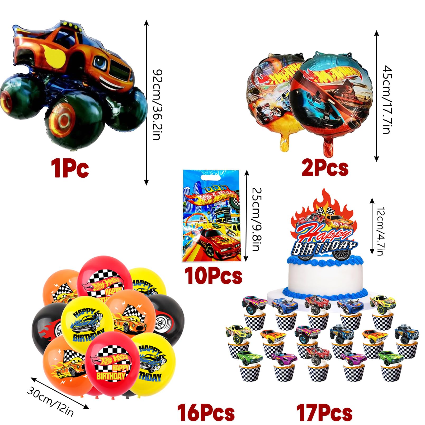 Set Compleanno Hot Whels Stoviglie Festa Auto, Stoviglie Festa Compleanno Auto, Include Tovaglia, Piatti Carta, Striscione, Decorazioni Compleanno per 10 persone