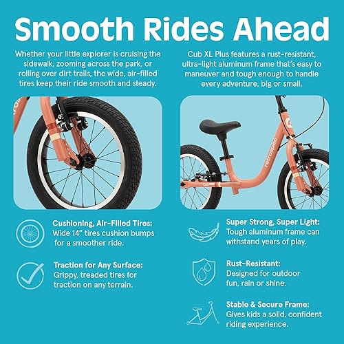 Miniatura 7 de Retrospec Cub Plus XL Kids Balance Bike - 14in Outdoor Toddler Bike with Adjustable Height 15-21in - Lightweight Aluminum Frame & Hand Brakes for