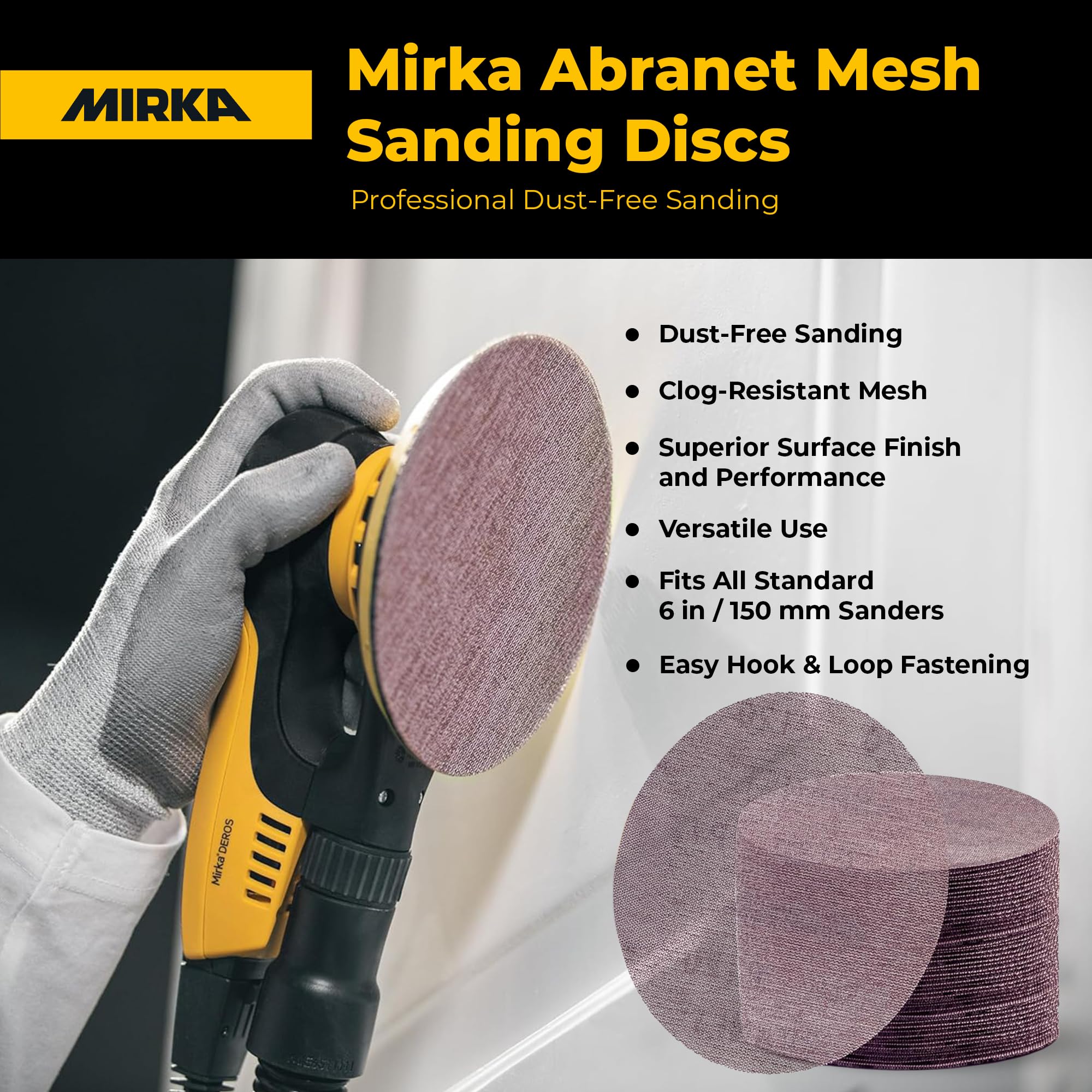 Mirka 9A-241-120 - Discos de lijado abrasivos de malla de grano 120 de 6 pulgadas, sin polvo, caja de 50 discos