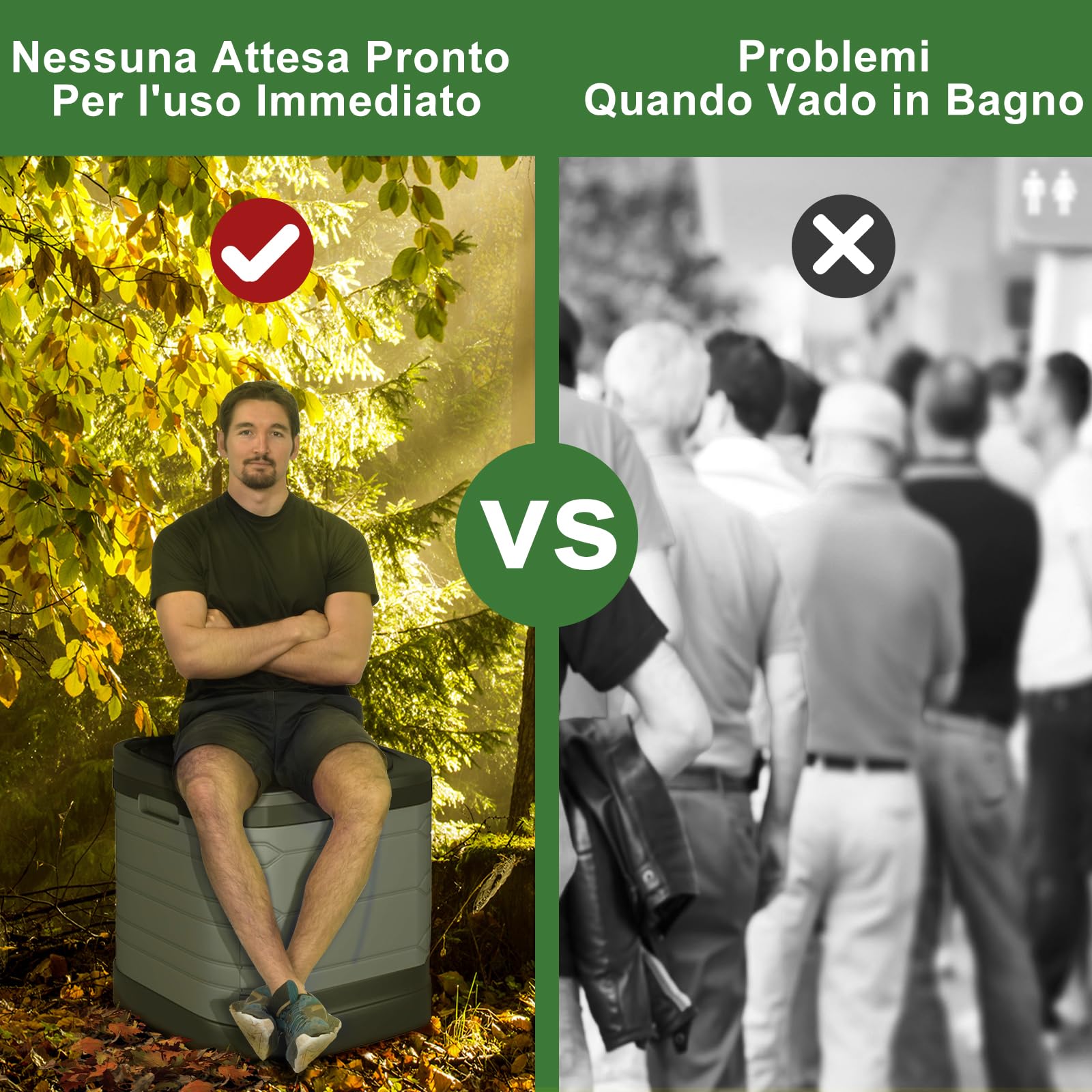 TESPHAN WC Portatile Adulti, Toilette Portatile di Grandi Dimension Pieghevolei, WC Chimico Portatile,42 * 46 * 44 cm