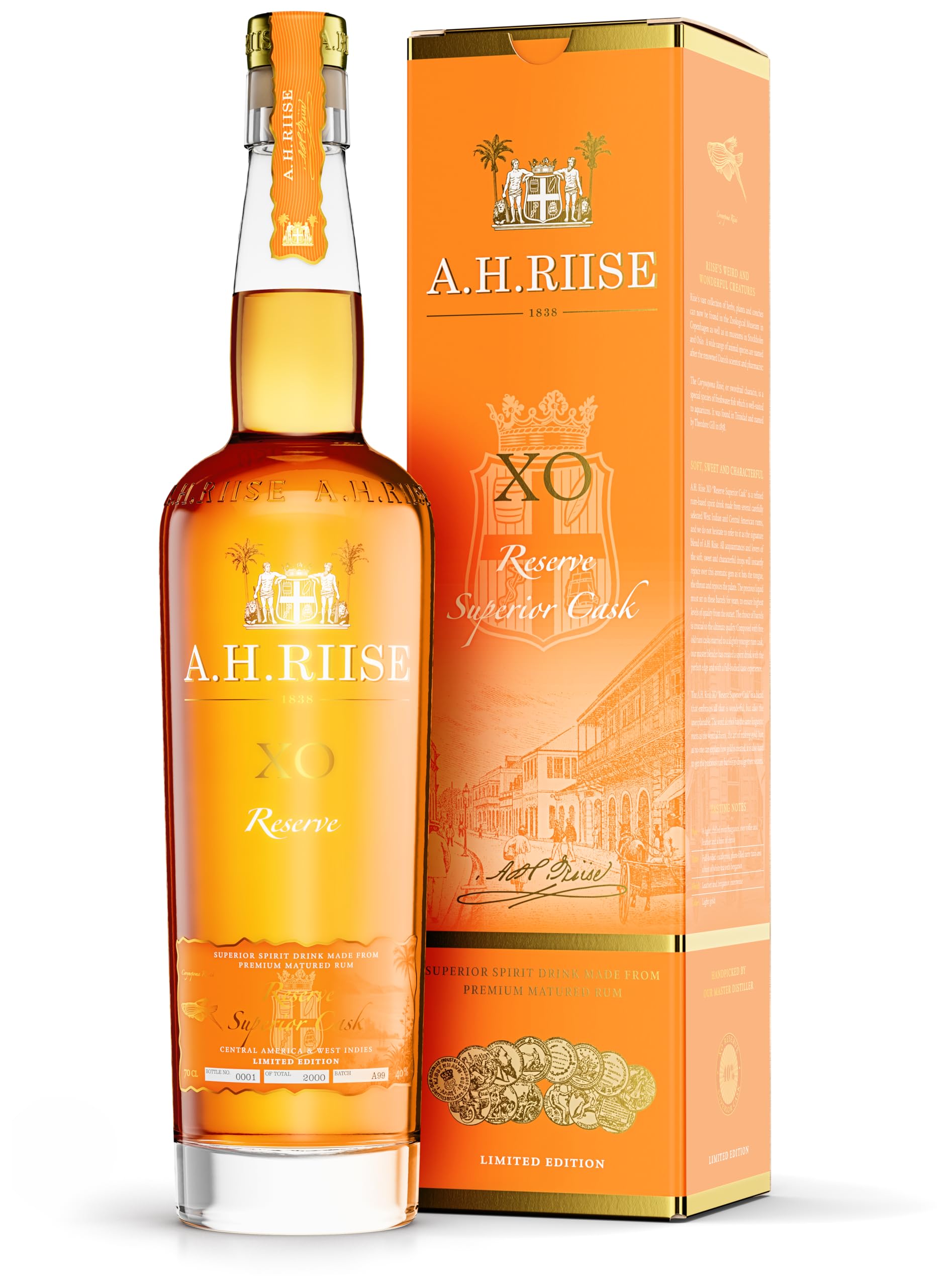 A.H. Riise XO Superior Cask | Premium Spirituose auf Rumbasis | Lieblich, Fruchtig | 700 ml | 40% Vol.