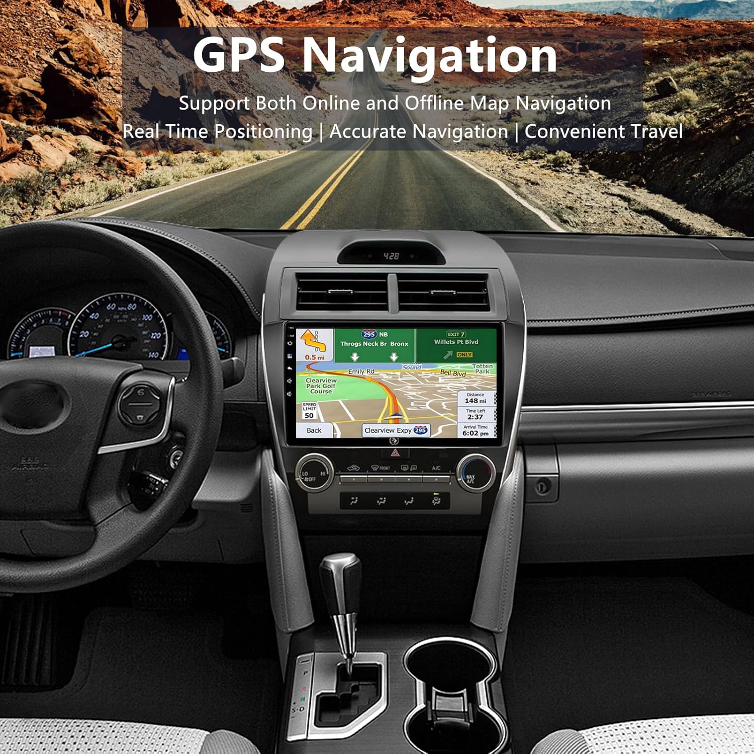 Car Radio for Toyota Camry 2012-2014: 8-Core 4GB+64GB Android 15 Stereo Replacement with Wireless CarPlay Android Auto - 10.2 inch Touchscreen Head Unit with GPS Bluetooth WiFi