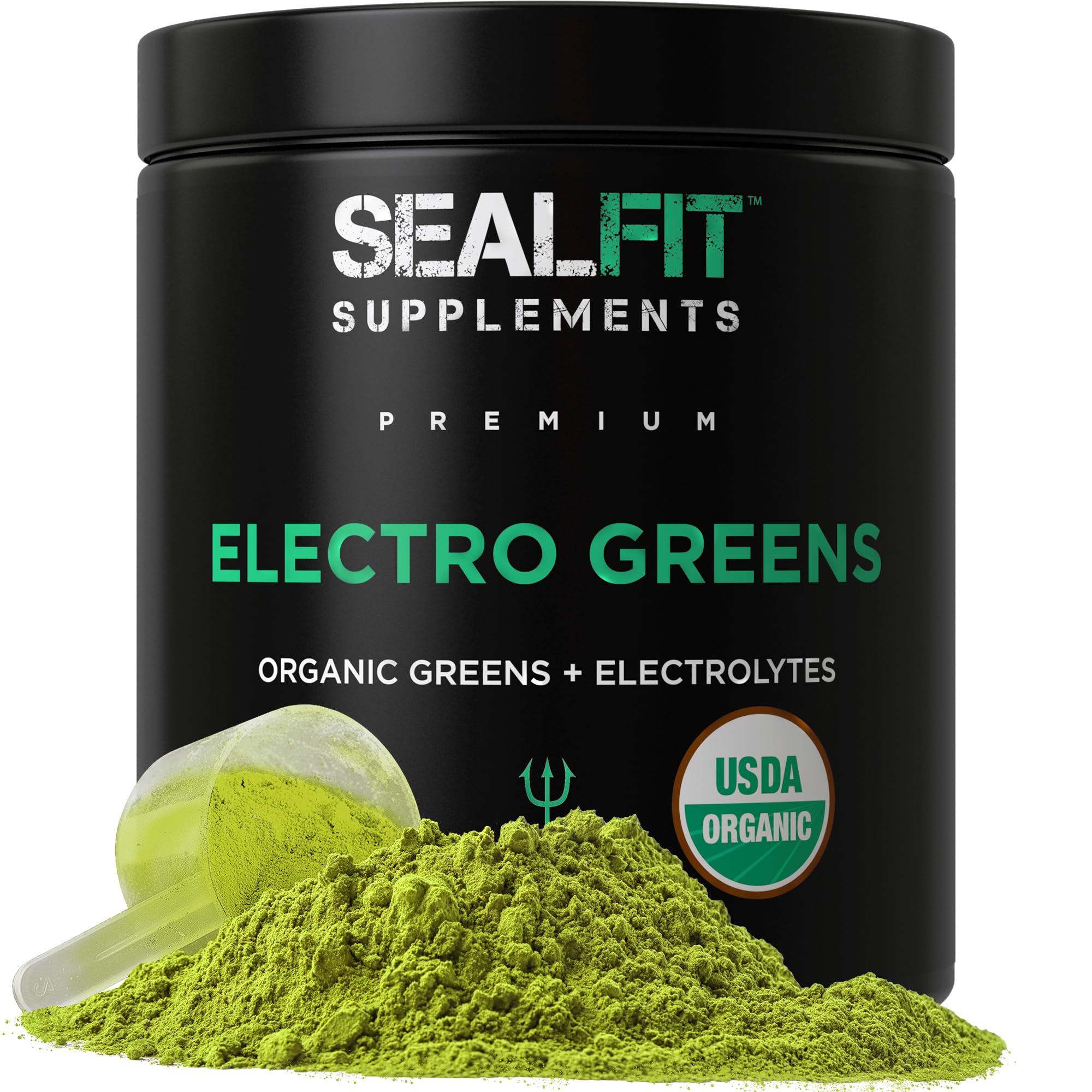 SEALFIT ElectroGreens - USDA Organic Greens Superfood + Electrolytes Powder. 25+ Superfoods for Energy and Hydration. Super Green Juice and Electrolyte Powder Inspired by Former Navy Seal Mark Divine