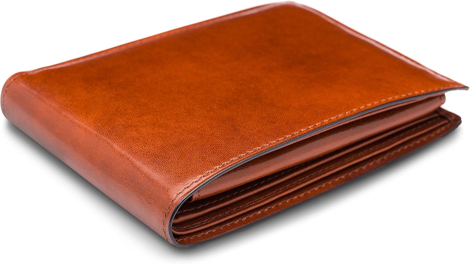 Bosca Men's Leather Wallet with Removable ID Passcase - Bifold Wallet for Men With 8 Card Slots, Premium Hand-Stained Leather With Gift Packaging, Amber Brown - Image 3