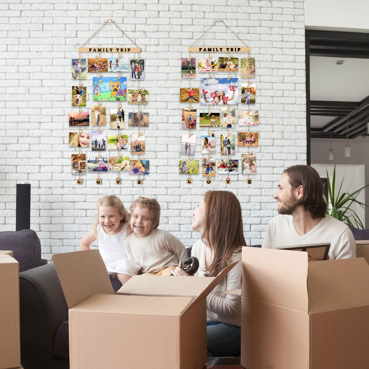 Teapai Hanging Photo Display Hanging Picture Frames Multi Picture Frames (Wood)