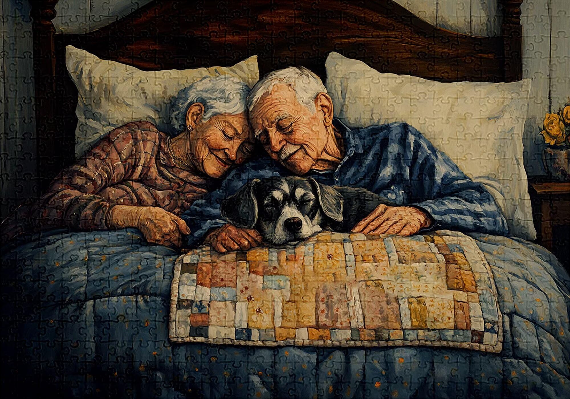 Puzzle 3000 Pezzi Anziano Puzzle Adulti Sfida Impossibili Jigsaws Coppia Classica 3D Pattern Art Jigsaws per Divertimento Adulti e Bambina, Gioco Familiare, Festa Aziendale,Amore e Amico 122x81cm C-25
