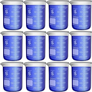 250ml Beaker, Low Form Griffin, Borosilicate 3.3 Glass, Graduated, Karter Scientific 213D25 (Pack of 12)