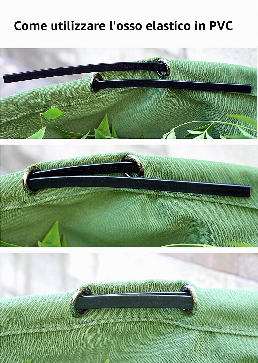 Sacco da Giardino 125L Resistenti con Manici, Sacchetto Foglie Verdi con Tessuto Militare Canvas (H45.7 cm, D55.8 cm)