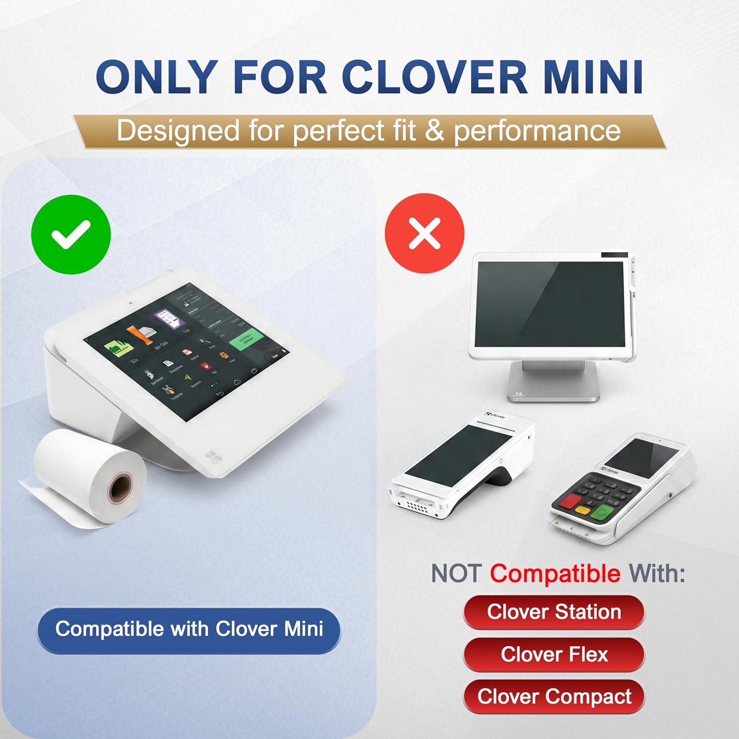Thermal Receipt Paper Rolls for Clover Mini & Clover Mobile – 2 1/4” x 80’ BPA Free Credit Card Machine Paper Compatible with C200 C300 C301 C302 C302U C305 – POS Printer Paper, 10 Rolls image 3