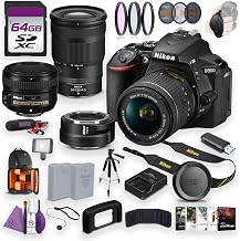 Nikon D5600 DSLR Camera 18-55mm Bundle with FTZ II Mount Adapter + NIKKOR Z 24-120mm f/4 S + AF-S NIKKOR 50mm f/1.8G Lens + Microphone + Tripod + 64GB Memory Card + Backpack +More