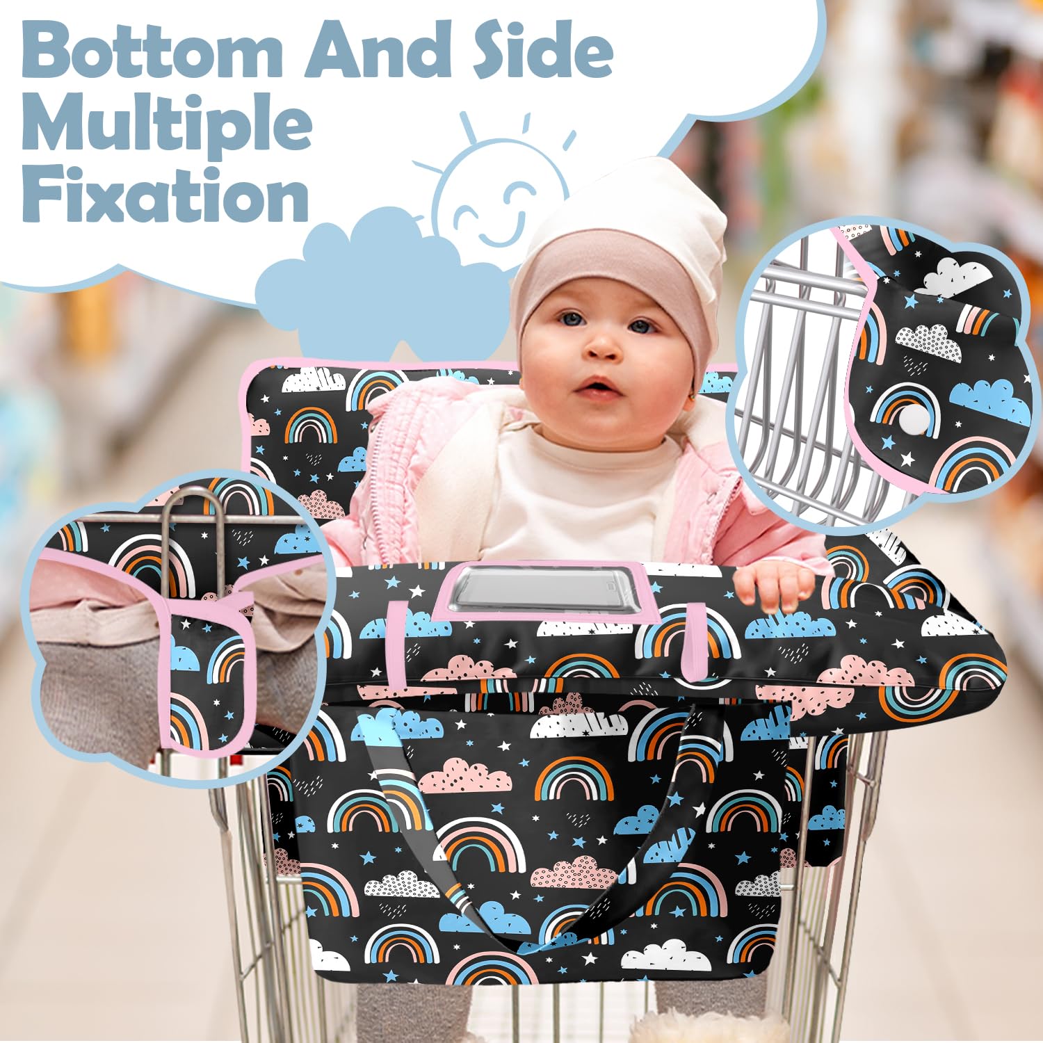 Shopping Cart Cover for Baby Girl Boy 2-in-1 High Chair Water Resistant High Chair Cover w/Phone Pouch Pocket Gender Neutral Cart Cover for Zebra Texture Babies Padded Grocery Cart Cover for Baby