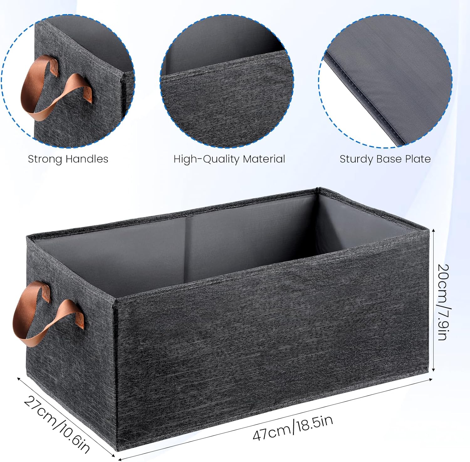 6PCS Fabric Storage Cubes Organizer with Handles, 18.5 x 10.6 x 7.9 Foldable Large Capacity Closet Storage Bins Boxes Sturdy Shelves Basket for Clothing Sheets Toys Books DVD