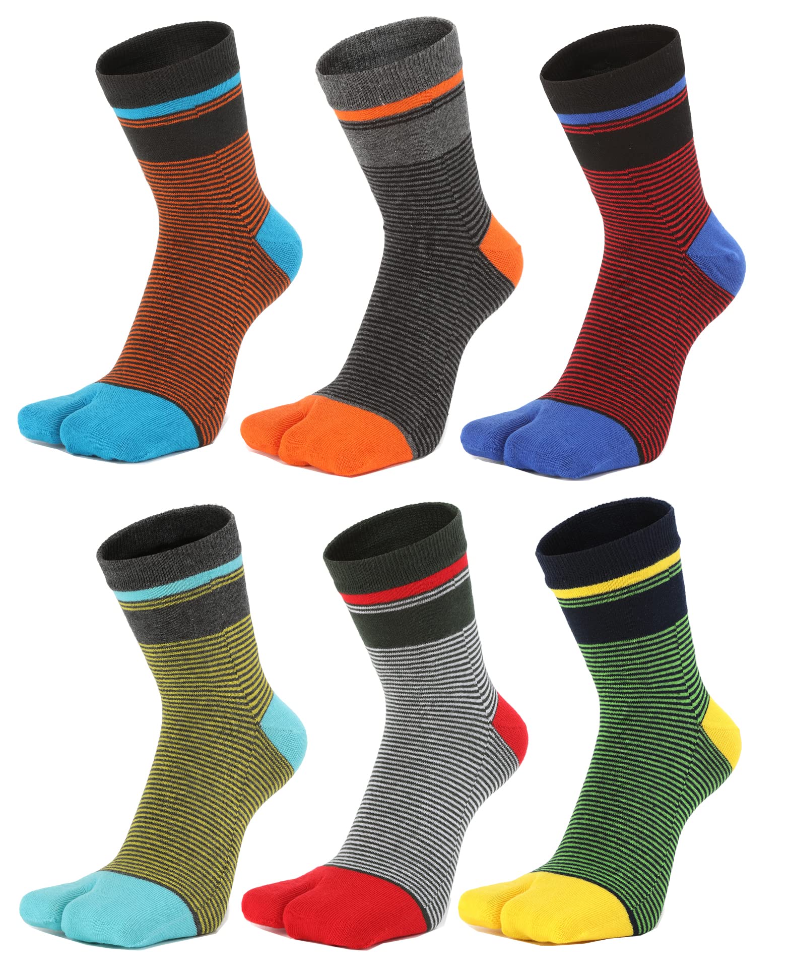 [WIOIW] 足袋 2本指ソックス メンズ 靴下 男性用 吸汗速乾 6足セット