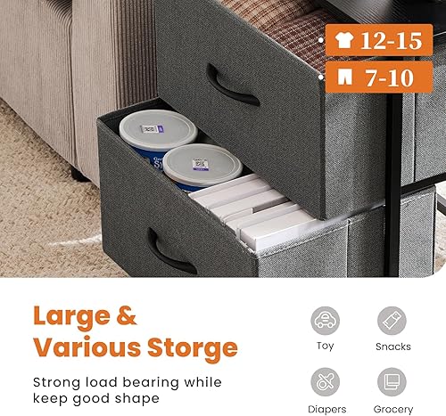 Miniatura 4 de Sweetcrispy Juego de 2 mesas auxiliares con 2 cajones para dormitorio, mesita de noche pequeña, muebles organizadores de almacenamiento, armario de