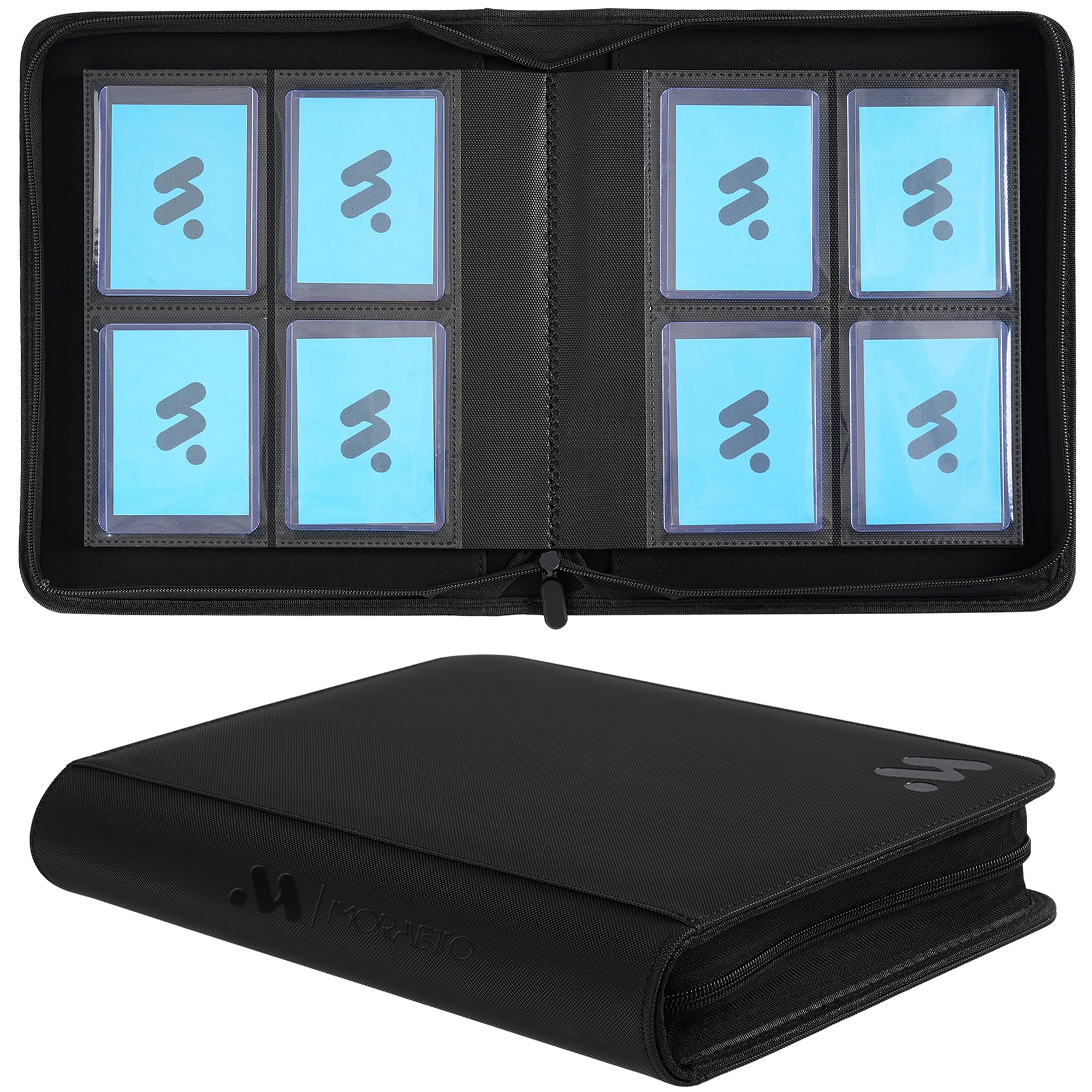 MORABTO Toploader Binder, Holds 128 Top Loaders,4 Pocket Top Loader Binders for 3