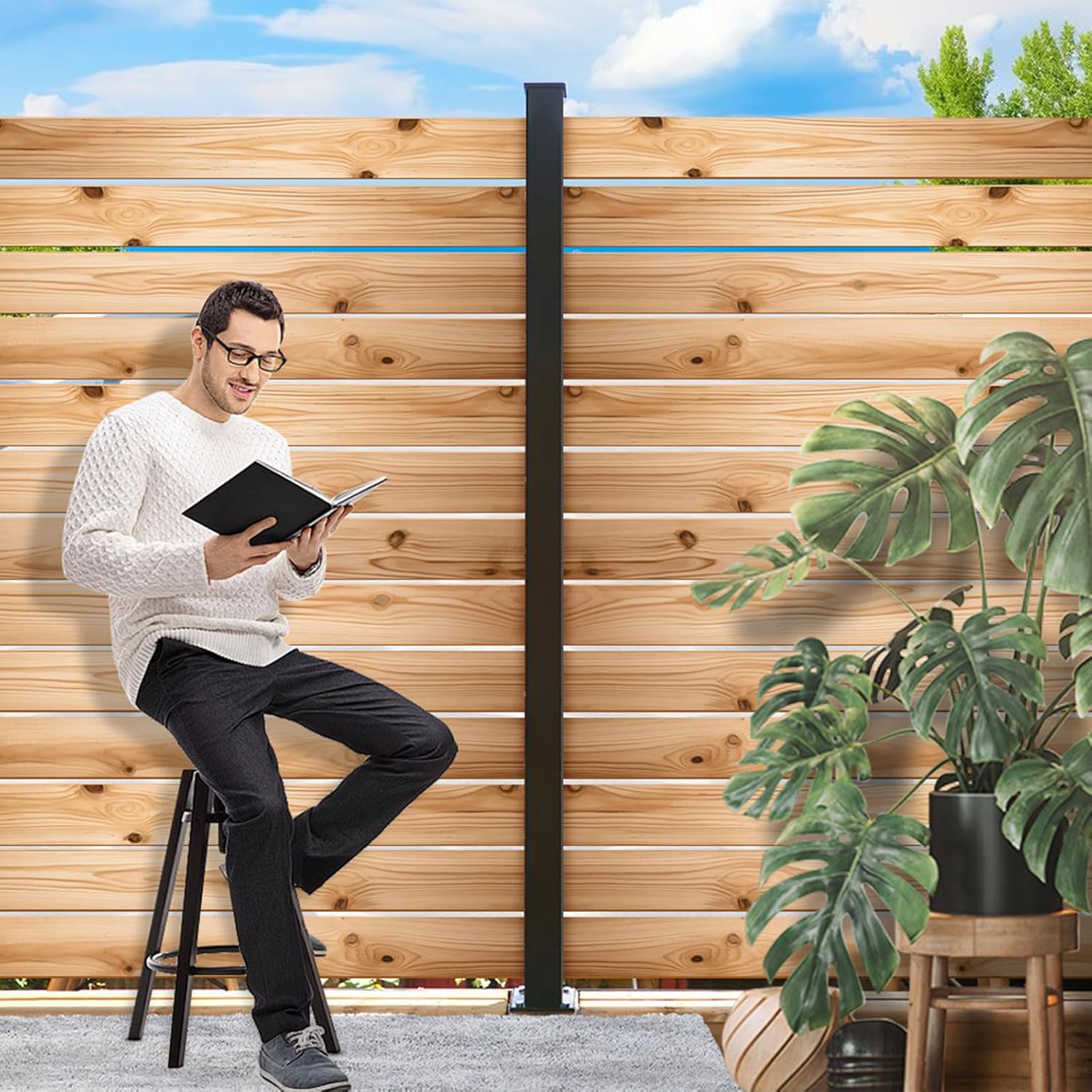 24 Pack Privacy Fence Post Spacer, Matte Black Metal Gap Alignment Tool for DIY Fence Installation