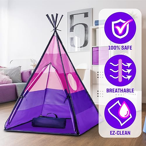 Miniatura 5 de USA Toyz Happy Hut Tipi - Tienda de campaña para niños  Tienda de campaña para niños y niñas, tienda de campaña para niños pequeños, tienda de