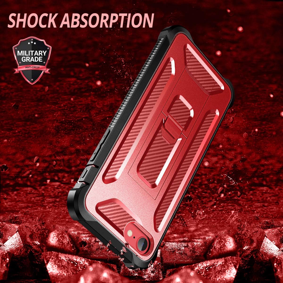 Dexnor iPhone SE 2020 Case, iPhone 7 iPhone 8 Case with Screen Protector Kickstand Military Grade Heavy Duty 2 in 1 Full Body Protective Shockproof Case for iPhone SE 2nd Generation/8/7 4.7" Red