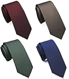 Skinny Solid Ties for Men, 2.5 inch Slim Plain Neckties 4-Pack