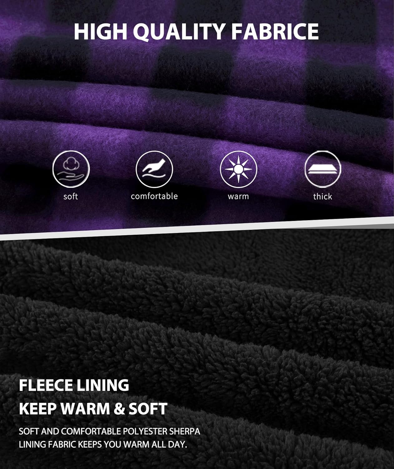 ZITY Boys Flannel Shirt Jacket Fleece Sherpa Lined Plaid Jackets Unisex Coat Full Zip Hoodie Girls Winter Outwear 6-15 Years - Image 5