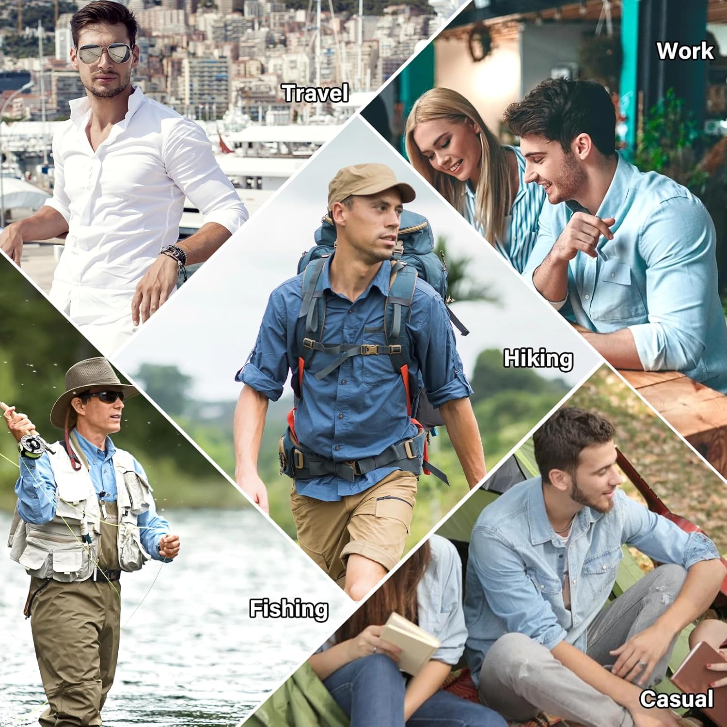 Men's Long Sleeve Hiking Fishing Shirts UPF 50+ Sun Protection Quick Dry Shirts Outdoor Travel Safari Camping - Image 7