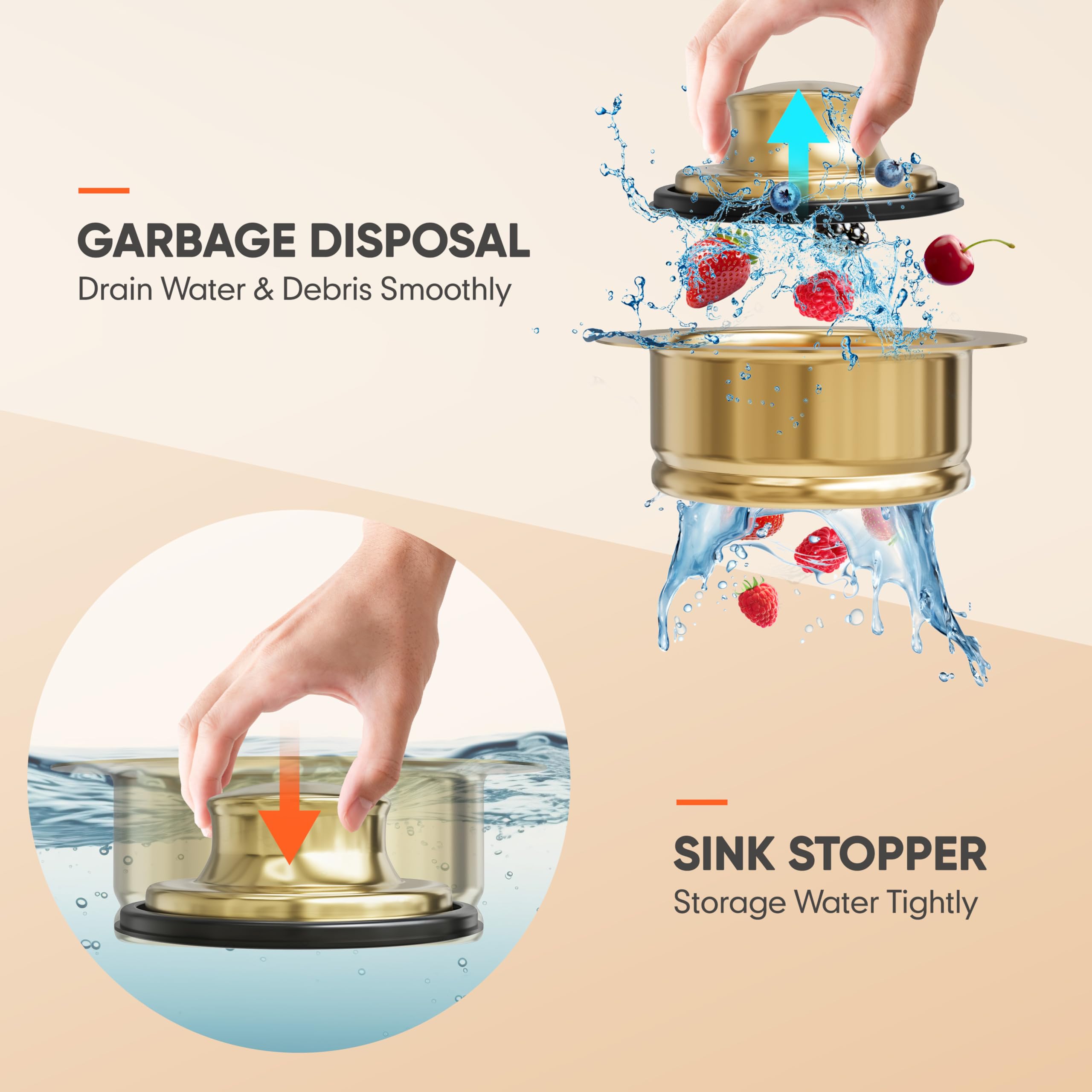 Brida y tapón de eliminación de basura para fregadero, brida universal de acero inoxidable, apto para agujero de drenaje estándar de fregadero de 3-1/2 pulgadas, kit de triturador de basura para