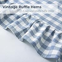 Vista 5 de Paquete de 2 fundas de almohada europeas a cuadros azul polvoriento, blanco, a cuadros, 100% algodón lavado, a cuadros, estilo francés, rústico