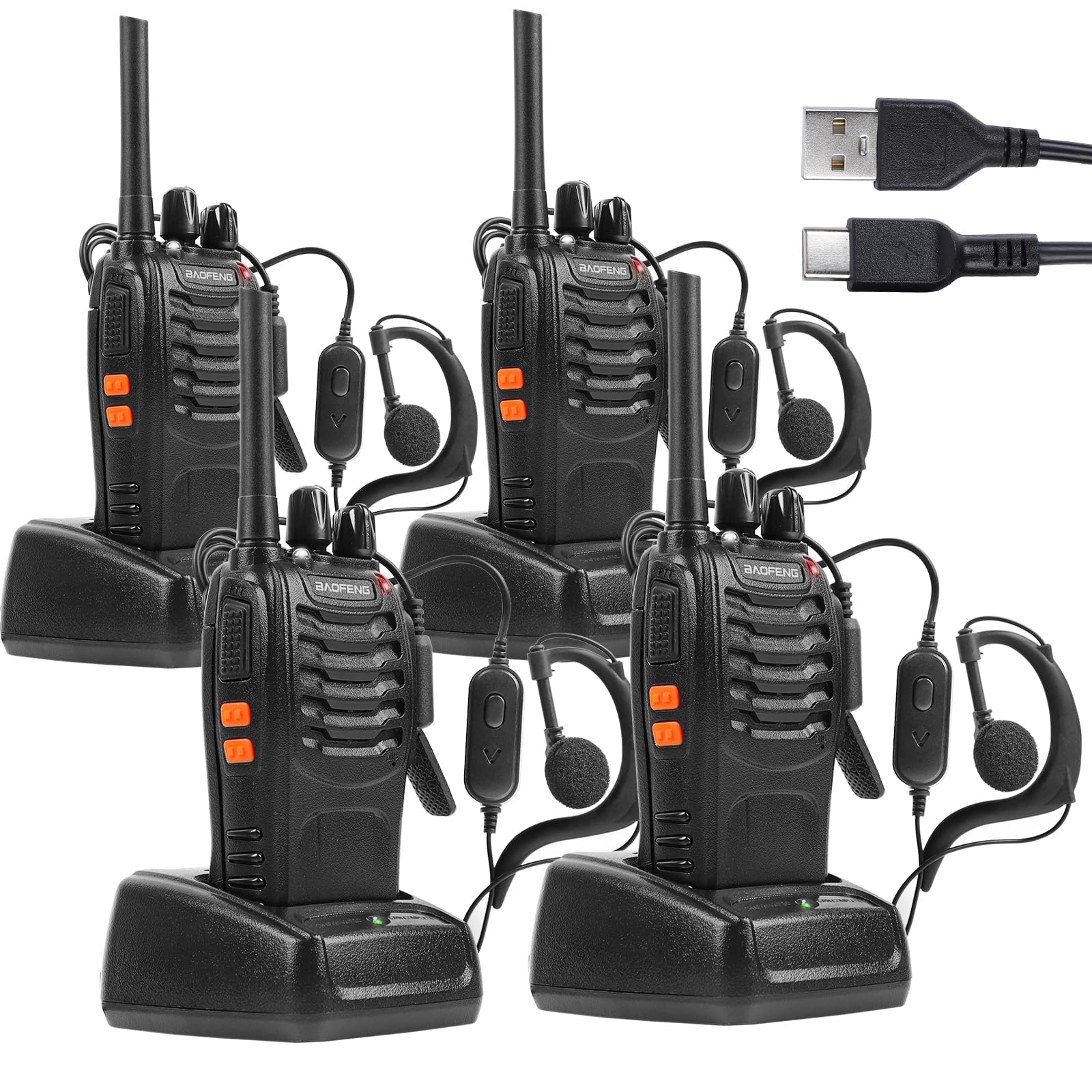 Walkie-Talkie PMR446 Ricaricabile Lunga Distanza 16 Canali VOX CTCSS/DCS Radio FM Ricetrasmettitore Portatile Walkie Talkie Professionali Con Auricolare