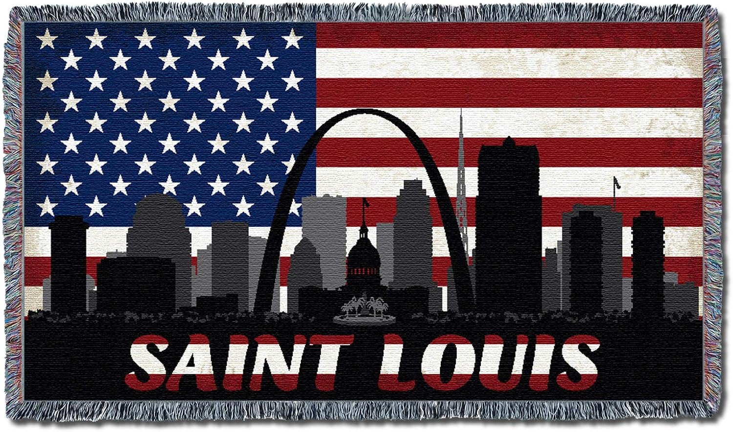 Pure Country Weavers Missouri - Saint Louis - City American Flag Blanket - Gift Tapestry Throw for Back of Couch or Sofa - Woven from Cotton - Made in the USA (61x36)
