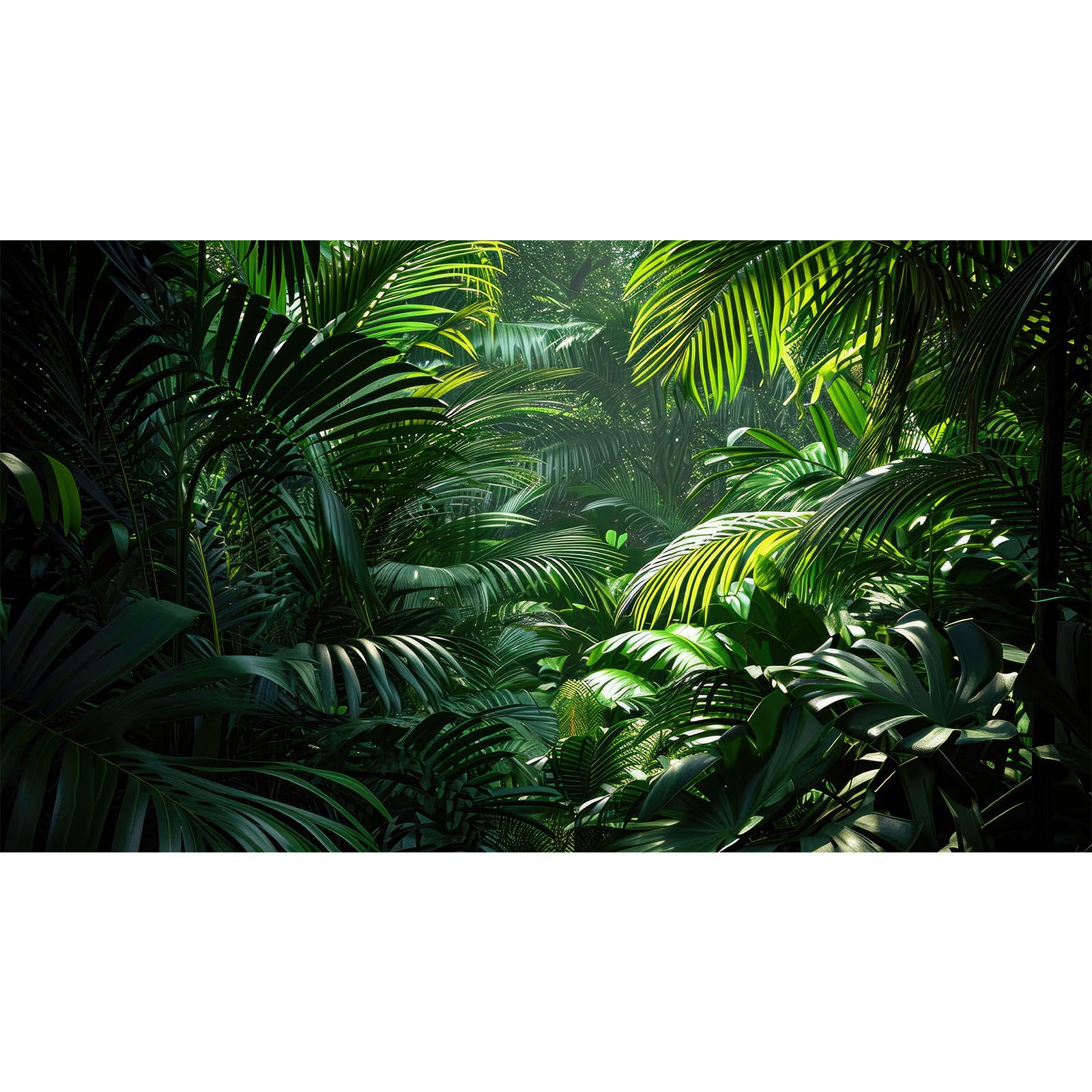 Riivvdise Aquarium Background Enchanting Beauty of Jungle Terrarium Backdrop Nature Jungle Green Leaf Palms Fish Tank Background Reptile Habitat Backdrop Wallpaper Poster Decor Vinyl 48x20in