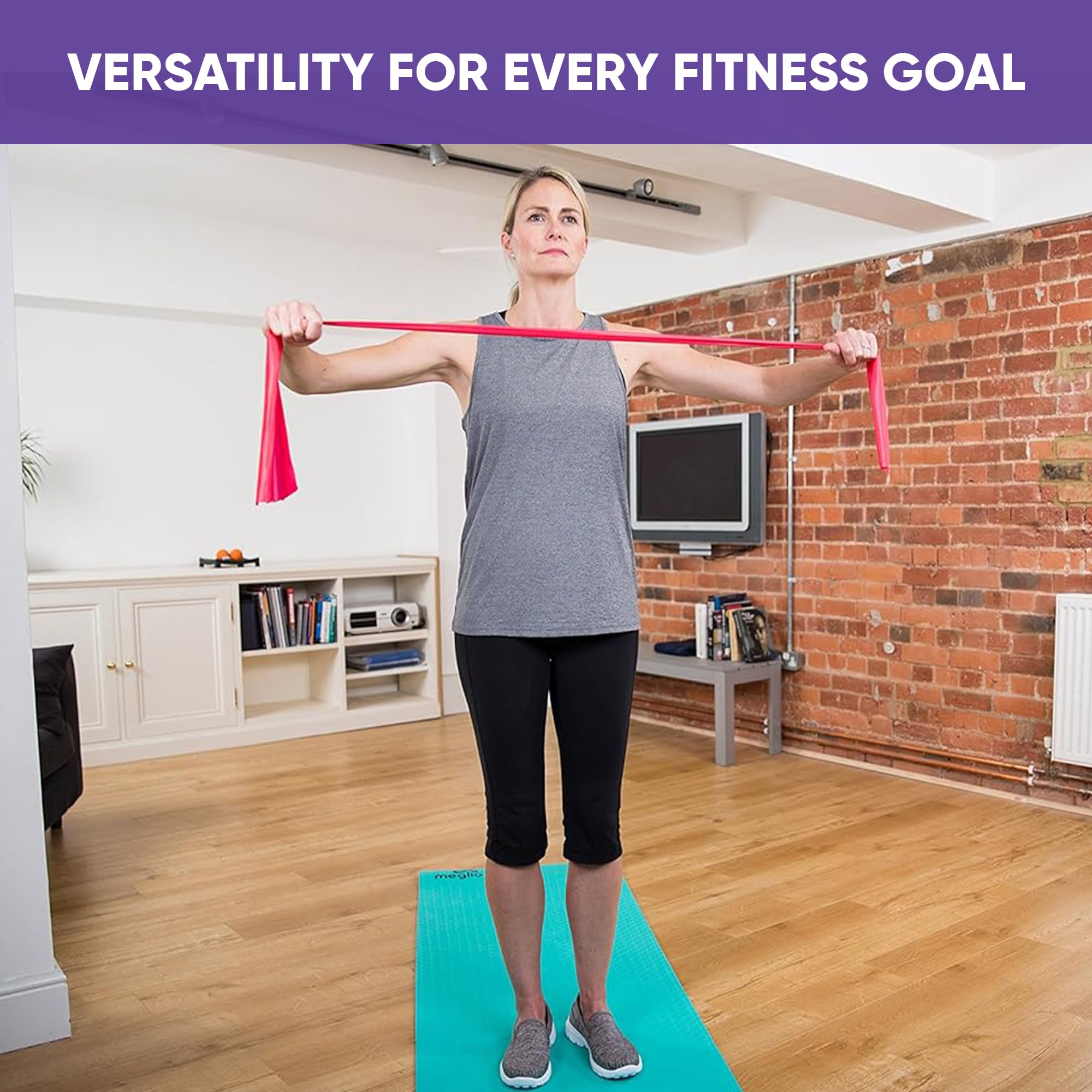 Meglio Rotolo di Fascia di Resistenza - (23 metri) Fasce di Resistenza Senza Lattice per lo Sviluppo Della Forza, Fascia Pilates per il Fitness, Flessibile, Fisioterapia, Fasce per Stretching e Yoga