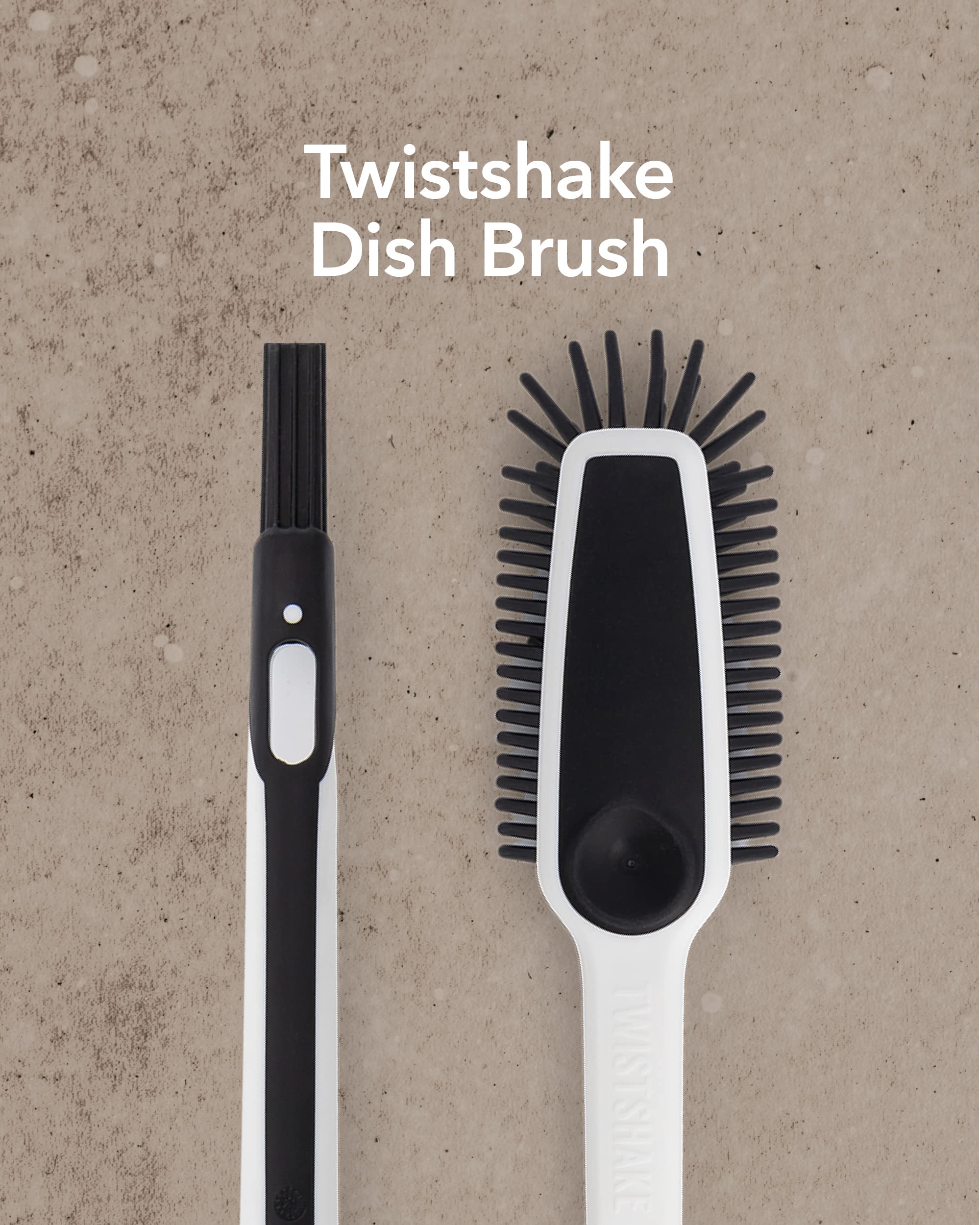 Twistshake Szczotka do Butelek ze Szczotką do Smoczków nie powoduje Zadrapań, Szczotka do Czyszczenia Butelek dla Niemowląt, Butelek Każdego Rodzaju, Smoczeków i Talerzy, Nie Zawiera BPA, Czarny/Biały