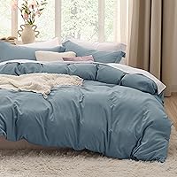 Vista 16 de Bedsure - Juego de ropa de cama prelavado, extrasuave, con 1 funda de edredón de 104 x 98 pulgadas con cremallera y 2 fundas de almohada, sin