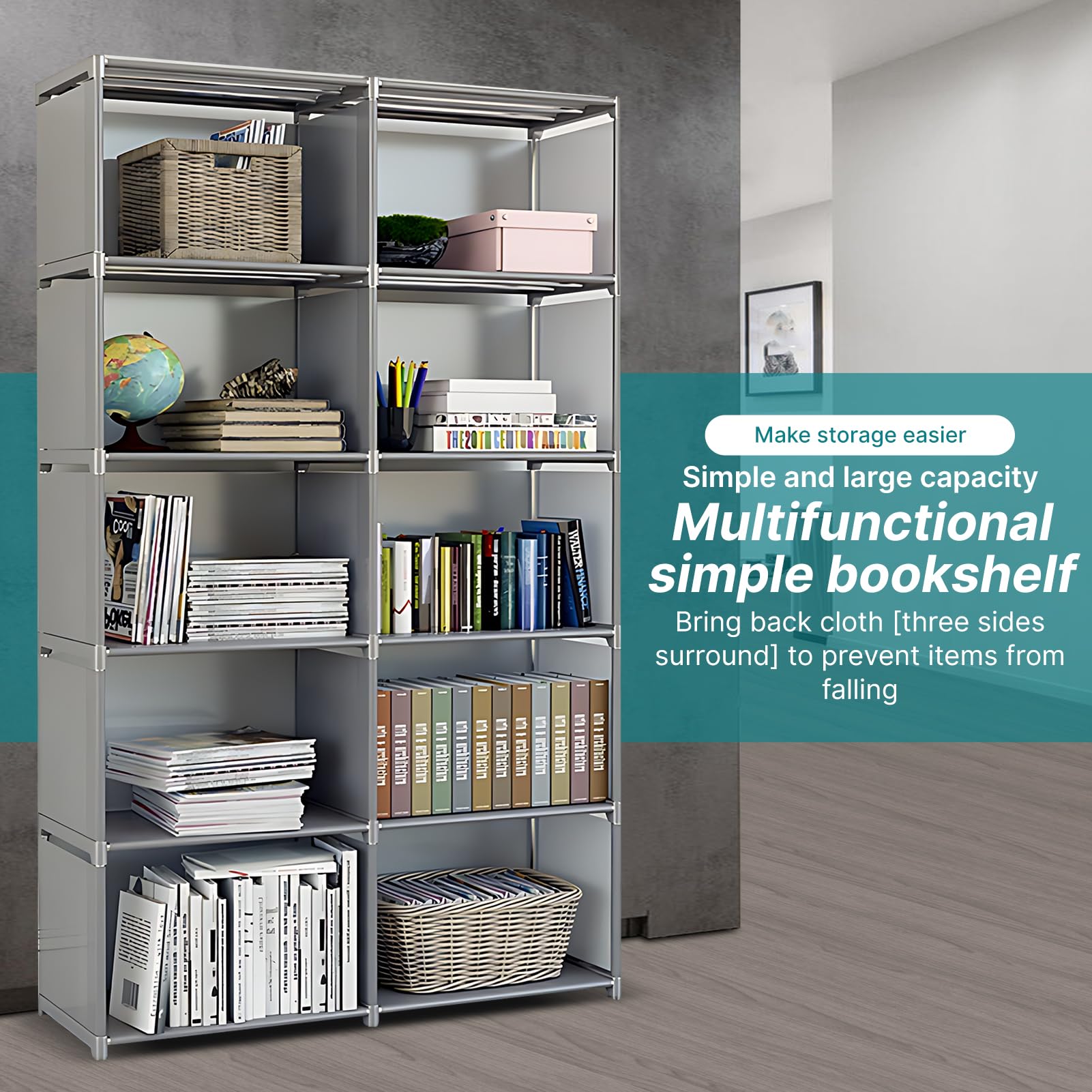Würfel Aufbewahrungsorganisator, 10 Würfel Bücherregal DIY Kunststoff Schrank Kleidungsaufbewahrungsregale Heimorganisation mit 12mm Robustem Stahlrohr für Schrank