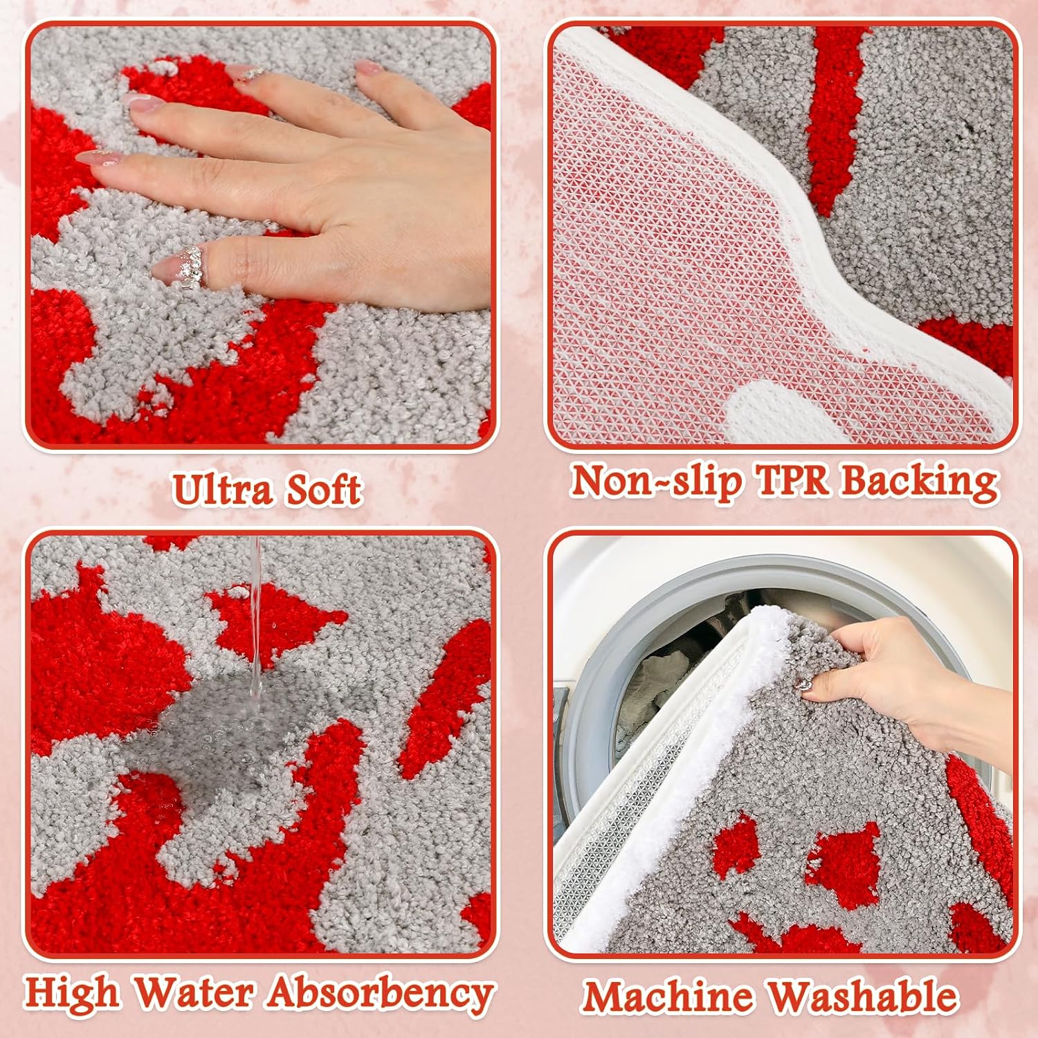 Percozzi Halloween Bath Mat Rug Bloody Knife Tufted Non-Slip Water Absorbent Bath Rug for Bathroom Shower Tub Kitchen Area Rug Halloween Holiday Decorations Supplies