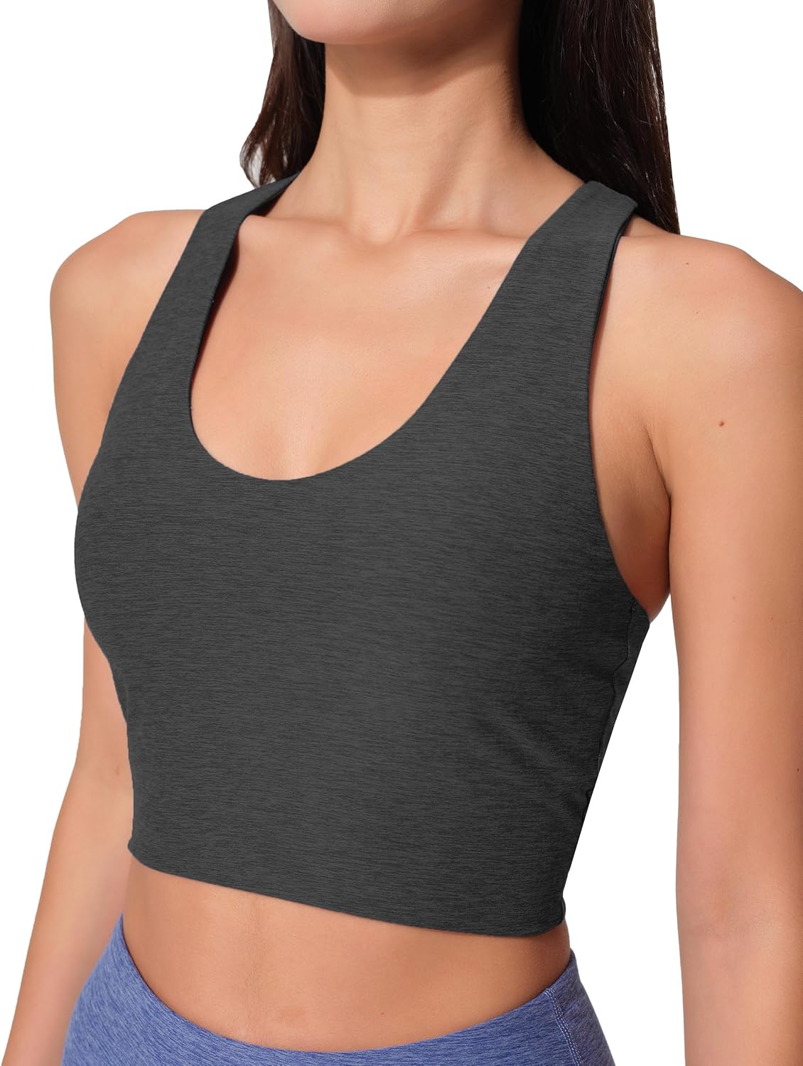 Women’s Sleeveless Crop Tops Scoop Neck Racerback Sports Tank top Athletic Yoga Workout Tops Built in Shelf Bras Padded - Image 5