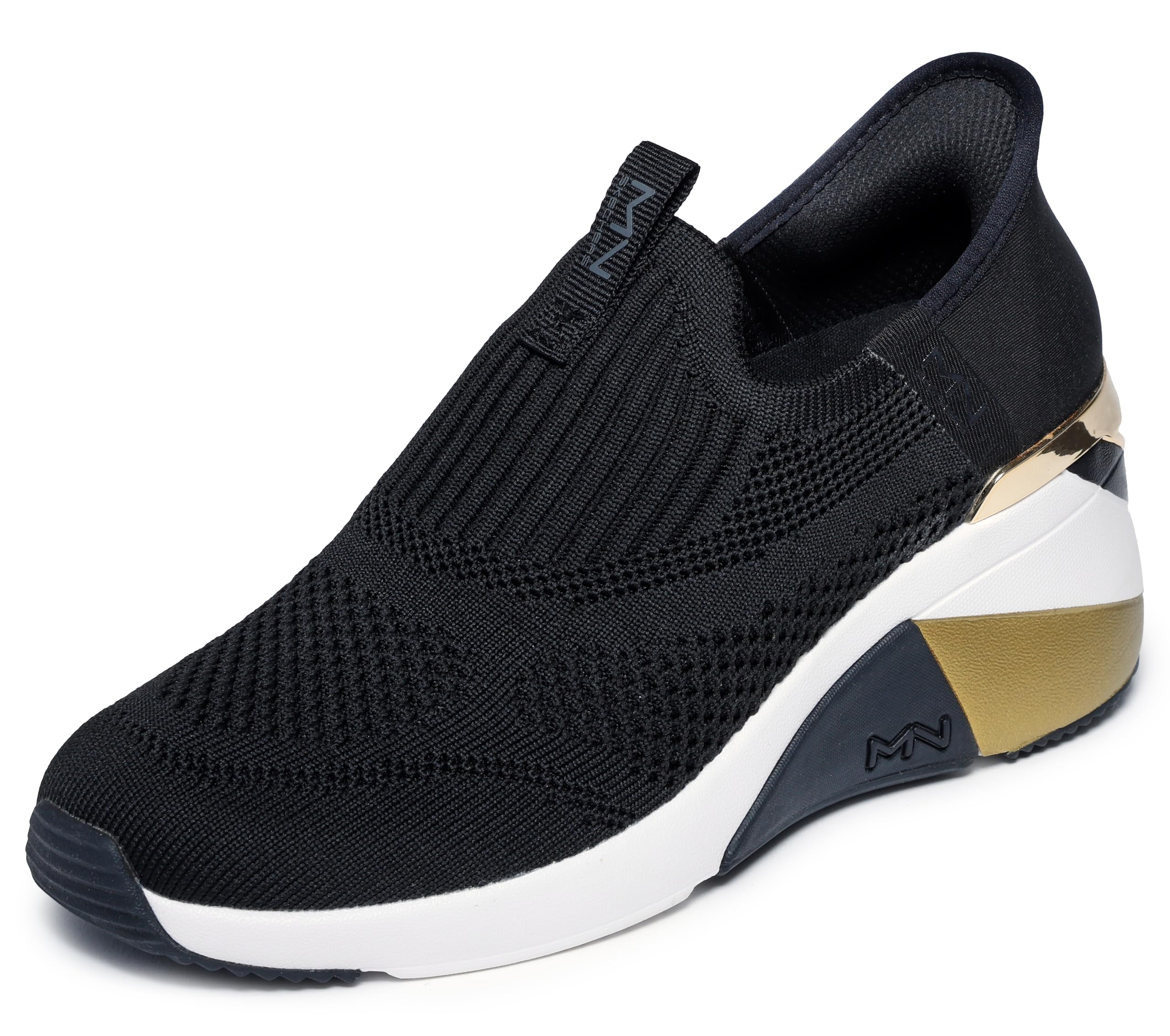 Skechers Women's A-Wedge-Crecent Sneaker, Black, 6.5 UK