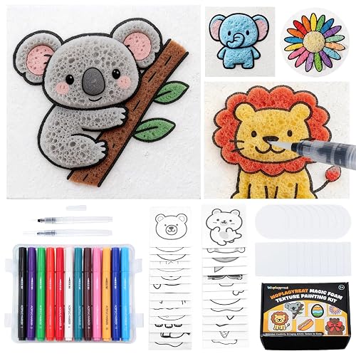 Woplagyreat 72Pcs Magic Foam Texture Painting Kit, 44 Foam Texture