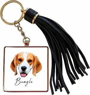 3dRose Beagle dog color portrait. A popular dog breed. Cute home pet, friend Tassel Key Chain