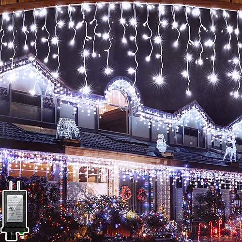 670 luces LED de Navidad de 66 pies, 148 gotas de hielo, 12 modos y temporizador de memoria regulable, tira de luz colgante impermeable para