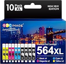 GPC Image Compatible Ink Cartridge Replacement for HP 564XL 564 XL ink use with DeskJet 3520 3522 Officejet 4620 Photosmart 5520 6510 6515 6520 7520 7525 D7560 Printer (Black Cyan Magenta Yellow, 10P)