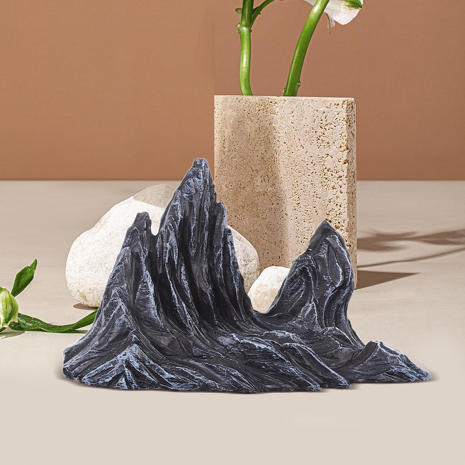 PRETYZOOM 2 Piezas Adornos Paisajísticos para Peceras De Montaña Artificial De Resina Figura De Roca para Acuarios Decoración De Montaña para Peceras Escondite para Peces y Gambas De Decorac