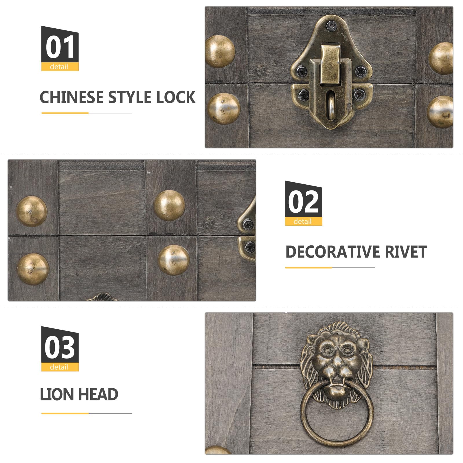 Homoyoyo Vintage Holz Schatzkiste mit Schloss Dekorative Aufbewahrungsbox für Schmuck Holzkiste Staubschutz Organizer für Ringe und Halsketten