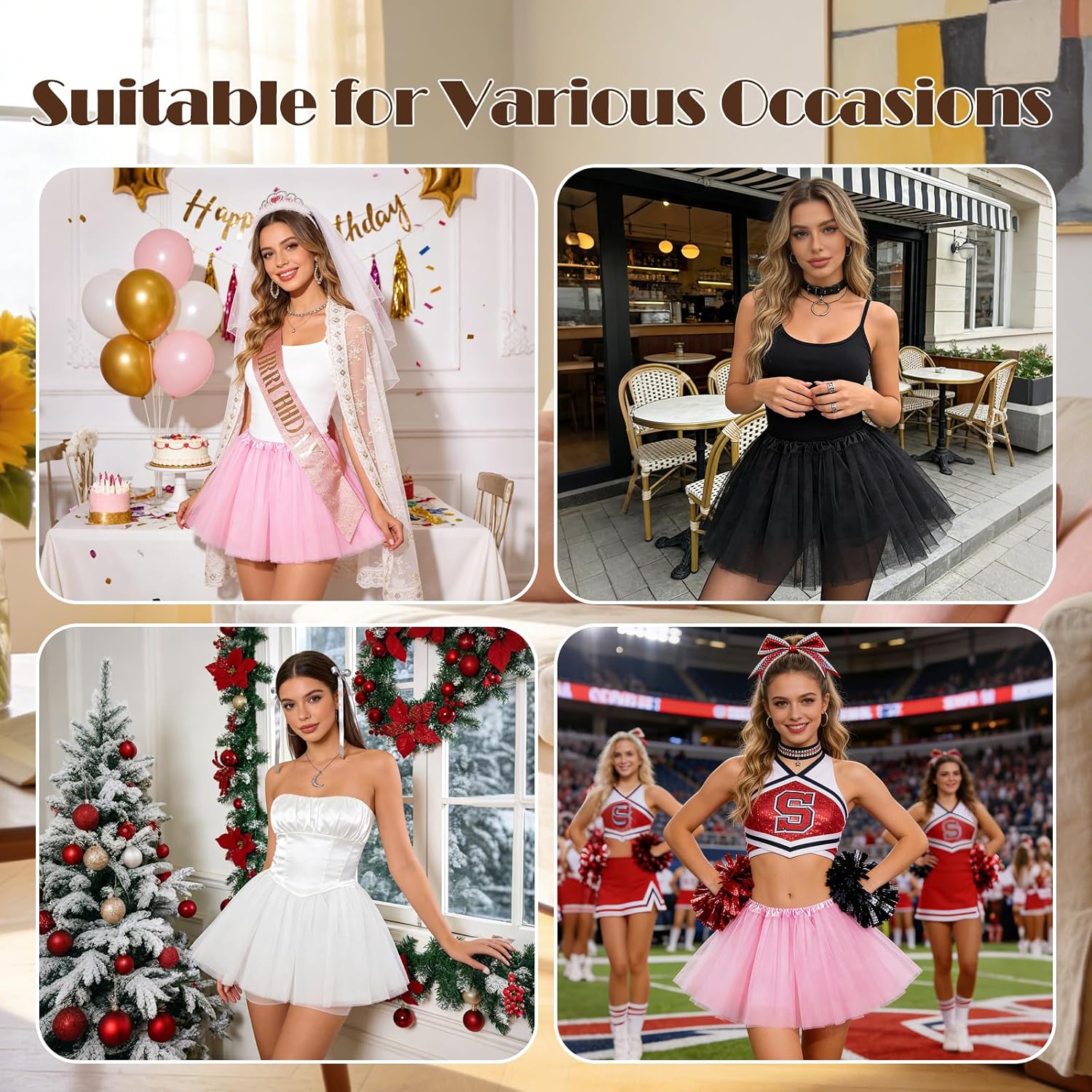 Tutu Skirts for Women Soft Tulle Material with Stretchable Fit Shaping Function for Dance Party & Everyday Wear